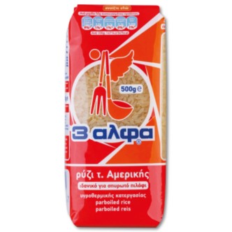 ΡΥΖΙ 3 ΑΛΦΑ ΤΥΠΟΥ ΑΜΕΡΙΚΗΣ PARBOILED 500g*20