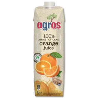 AGROS ΧΥΜΟΣ ΠΟΡΤΟΚΑΛΙ Φ.Χ.(100%) 1LT*12TEM