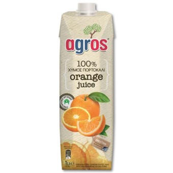 AGROS ΧΥΜΟΣ ΠΟΡΤΟΚΑΛΙ Φ.Χ.(100%) 1LT*12TEM
