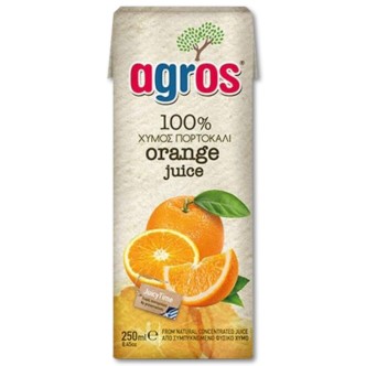 AGROS ΧΥΜΟΣ ΠΟΡΤΟΚΑΛΛΙ Φ.Χ.(100%) 250ml *27