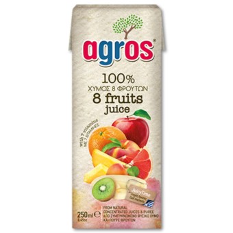 AGROS ΧΥΜΟΣ 8 ΦΡΟΥΤΑ Φ.Χ.(100%) 250ml *27