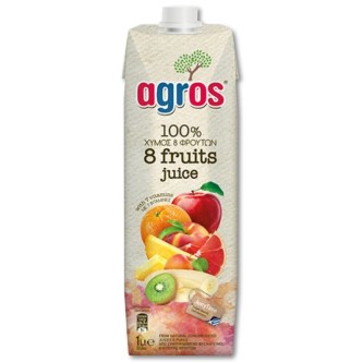 AGROS ΧΥΜΟΣ 8 ΦΡΟΥΤΑ Φ.Χ.(100%) 1LT*12TEM