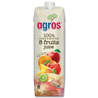 AGROS ΧΥΜΟΣ 8 ΦΡΟΥΤΑ Φ.Χ.(100%) 1LT*12TEM
