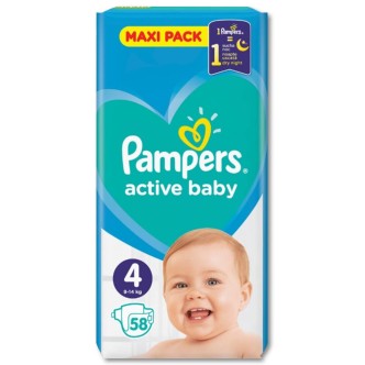 PAMPERS ACTIVE B.D.No4 MAXI (8-14kg)(ΠΚ-58ΤΜ)*3 $