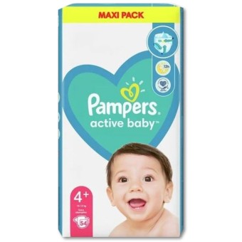 PAMPERS ACTIVE B.D.No4+ ΜΑΧΙ (10-15kg)(ΠΚ-54ΤΜ)*3