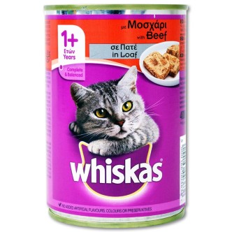 ΤΡΟΦΗ ΓΑΤΑΣ WHISKAS ΠΑΤΕ ΜΟΣΧΑΡΙ 400g*24