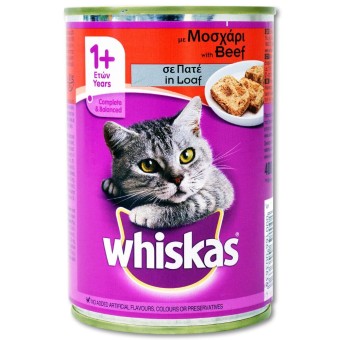 ΤΡΟΦΗ ΓΑΤΑΣ WHISKAS ΠΑΤΕ ΜΟΣΧΑΡΙ 400g*24