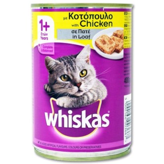 ΤΡΟΦΗ ΓΑΤΑΣ WHISKAS ΠΑΤΕ ΚΟΤΟΠΟΥΛΟ 400g*24