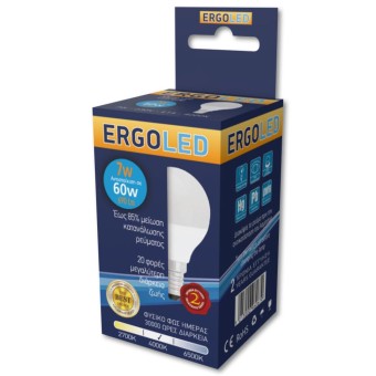ΛΑΜΠΑ ERGOLED LED ΣΦΑΙΡΑ 7W E14 (60W) ΦΥΣΙΚΟΣ ΦΩΣ ΗΜΕΡΑΣ *10