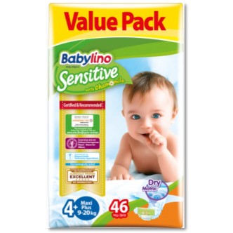 BABYLINO SENSITIVE(8259) No4+ MAXI PLUS(9-20kg)(ΠΚ-46ΤΜ)*4