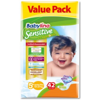 BABYLINO SENSITIVE Νο5+ JUNIOR PLUS(12-17kg)(ΠΚ-42ΤΜ)*4
